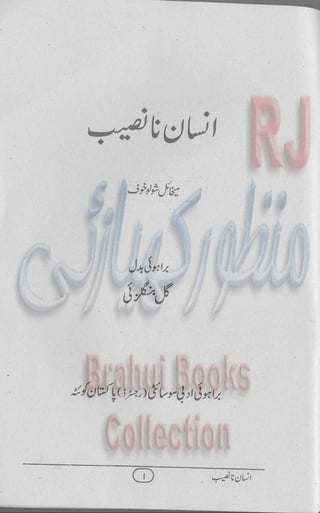 Insan na naseeb Brahui Book انسان نا نصیب ترجمہ گل بنگلزئی