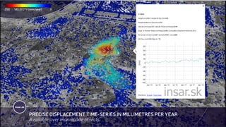 insar.sk
PRECISE DISPLACEMENT TIME-SERIES IN MILLIMETRES PER YEAR
Available over man-made objects
insar.sk
VELOCITY [mm/ye...