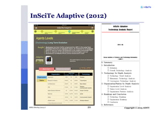 Copyright © 2013, KISTIMSRA Meeting (2013.1) 20
InSciTe Adaptive (2012)
 