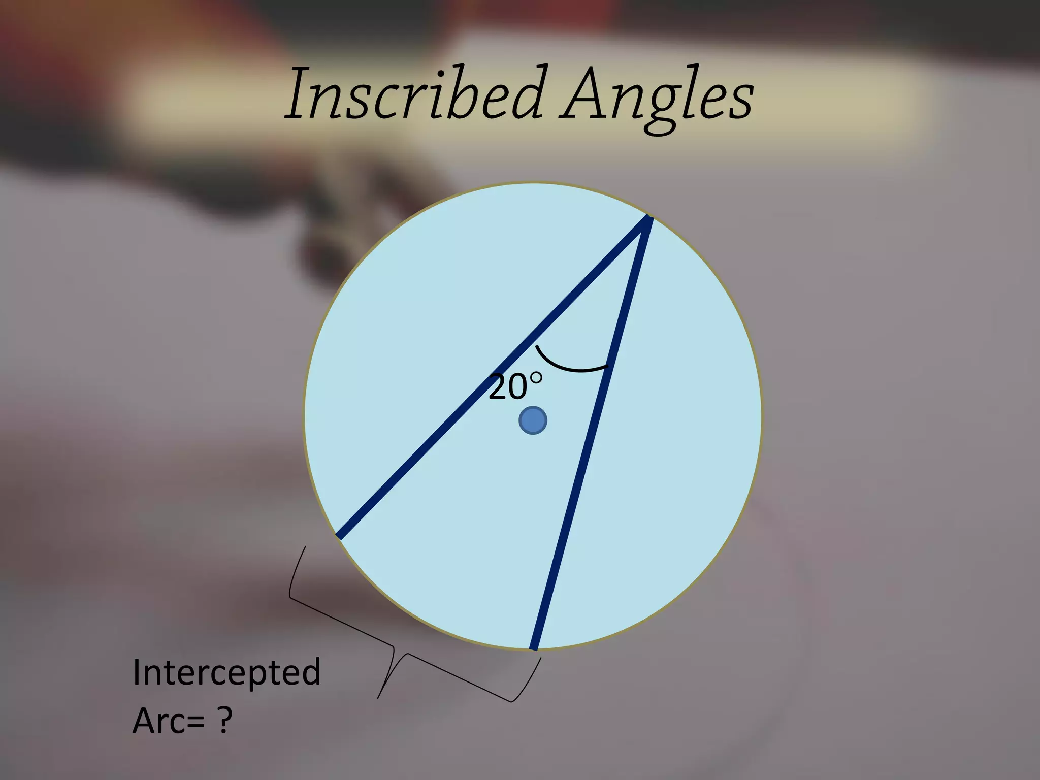 Intercepted
Arc= ?
20°
 