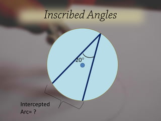 Intercepted
Arc= ?
20°
 