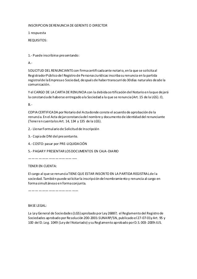 Carta De Renuncia Representante Legal - w Carta De