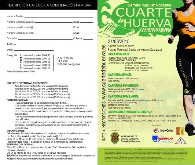 Inscripcion VI Carrera Nocturna Cuarte de Huerva Inscripcion VI Carrera Nocturna Cuarte de Huerva