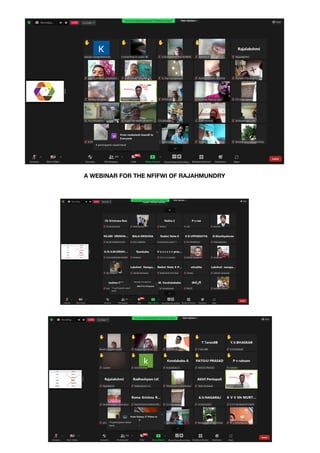 A WEBINAR FOR THE NFIFWI OF RAJAHMUNDRY
 