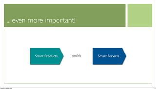 ... even more important!



                          Smart Products   enable   Smart Services




venerdì 15 gennaio 2010                                              11
 
