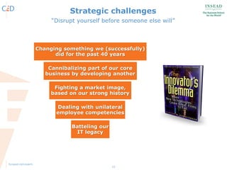 12
Changing something we (successfully)
did for the past 40 years
Cannibalizing part of our core
business by developing another
Fighting a market image,
based on our strong history
Dealing with unilateral
employee competencies
Batteling our
IT legacy
Strategic challenges
“Disrupt yourself before someone else will”
 
