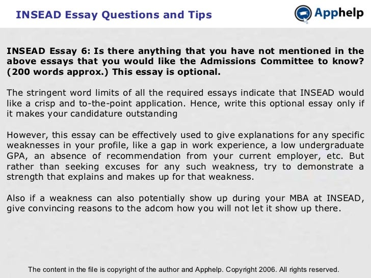 Insead application essay