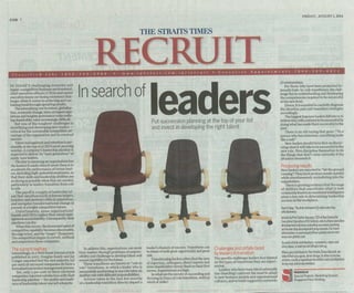 In Search of Leaders - Succession Planning - ST Recruit 1 August 2014