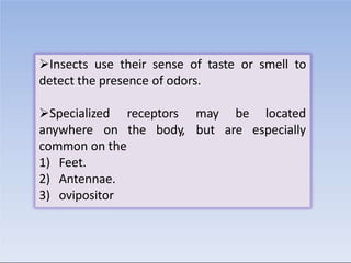  It is the most common way of insect communication.
 These chemicals are divided into 2 groups.
1 Pheromones: Chemical s...