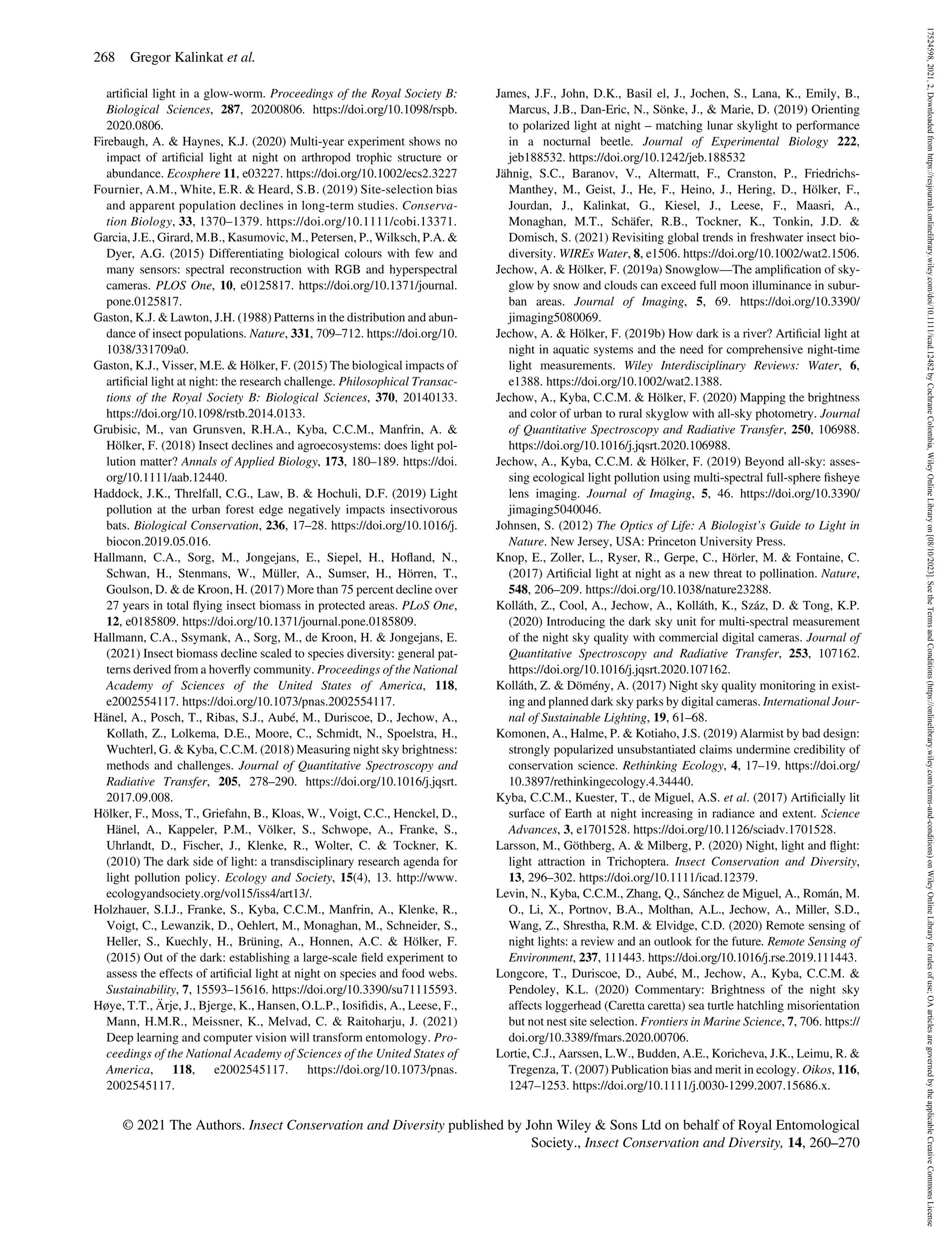 Biocon Insects Insect Conserv Diversity - 2021 - Kalinkat - Assessing long‐term ...