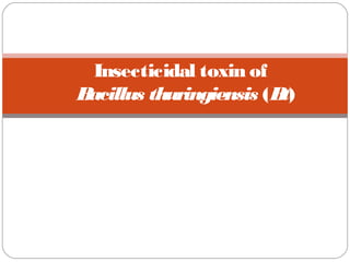 Insecticidal toxin of
Bacillus thuringiensis (Bt)
 