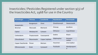 Insecticides / Pesticides Registered under section 9(3) of
the InsecticidesAct, 1968 for use in the Country
 
