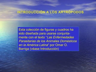 Esta colección de figuras y cuadros ha
sido diseñada para usarse conjunta-
mente con el texto “Las Enfermedades
Parasitarias de los Animales Domésticos
en la América Latina” por Omar O.
Barriga (véase Introducción)
INTRODUCCIÓN A LOS ARTRÓPODOS
 