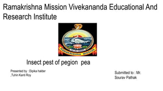 Ramakrishna Mission Vivekananda Educational And
Research Institute
Presented by : Dipika halder
,Tuhin Kanti Roy
Insect pest of pegion pea
Submitted to : Mr.
Sourav Pathak
 