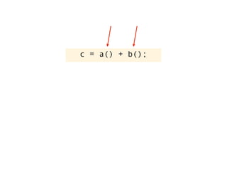 c = a() + b();
 