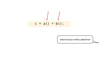 c = a() + b();
which function will be called ﬁrst?
 