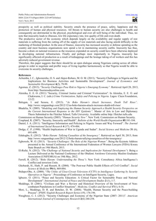 Insecurity Studies Insecurity a threat to human existence and economic development in ...