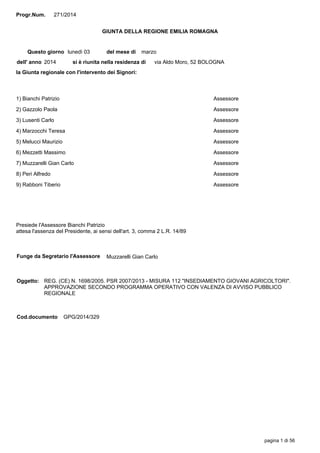 1) Bianchi Patrizio Assessore
2) Gazzolo Paola Assessore
3) Lusenti Carlo Assessore
4) Marzocchi Teresa Assessore
5) Meluc...