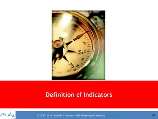 Definition of Indicators

2012 © - Dr. (c) Rodolfo J. Cremer – MdS Marketing de Servicioseservicios.com

89

 