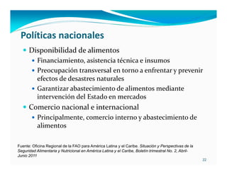 Inseguridad alimentaria y deficiencia nutrientes en América Latina y el Caribe: posición y estrategias de la FAO