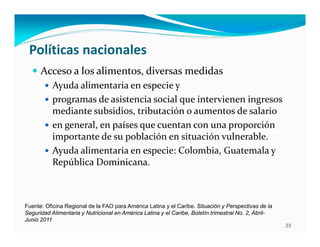 Inseguridad alimentaria y deficiencia nutrientes en América Latina y el Caribe: posición y estrategias de la FAO