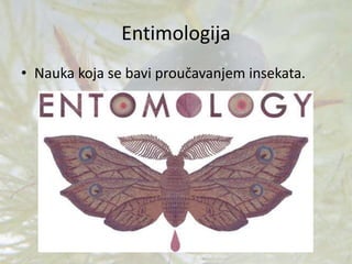 Entimologija
• Nauka koja se bavi proučavanjem insekata.
 