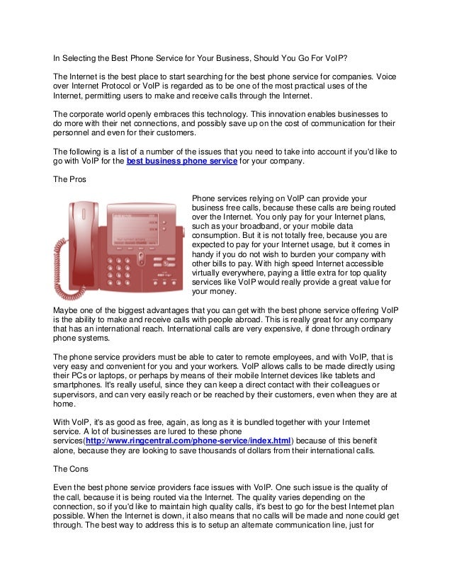 In selecting the best phone service for your business