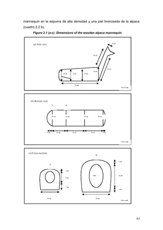mannequin en la espuma de alta densidad y una piel bronceada de la alpaca
(cuadro 2.2 b).
Figure 2.1 (a-c). Dimensions of the wooden alpaca mannequin.
63
 