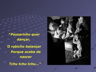 “ Passarinho quer dançar,  Tchu tchu tchu...” O rabicho balançar Porque acaba de nascer 