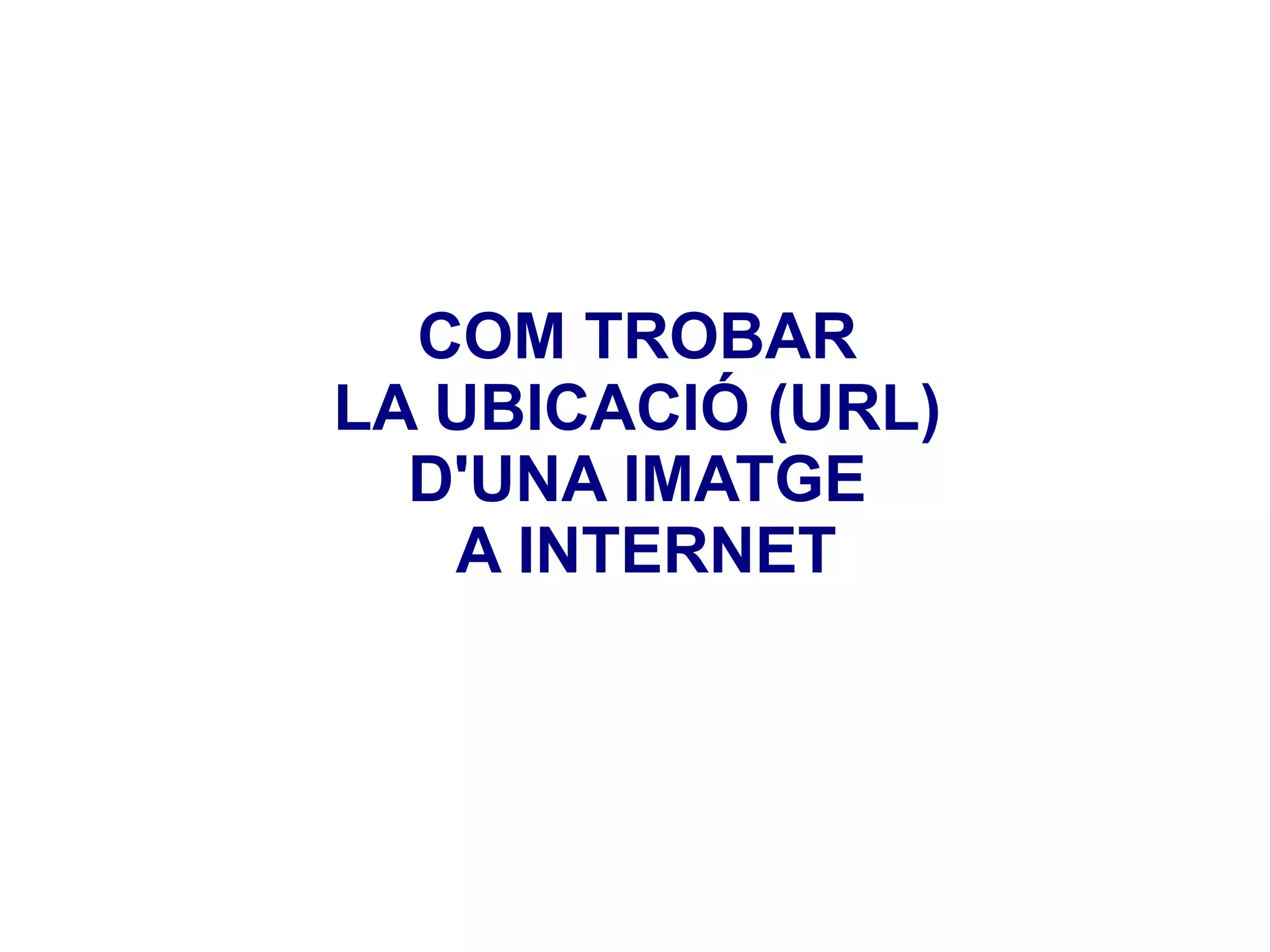 COM TROBAR  LA UBICACIÓ (URL)  D'UNA IMATGE  A INTERNET 