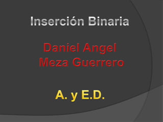 Inserción Binaria Daniel Angel  Meza Guerrero A. y E.D. 
