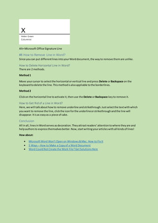 Insert a line in word