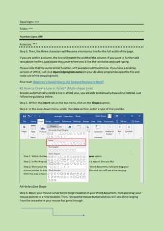 Insert a line in word