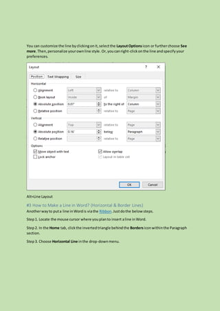 Insert a line in word