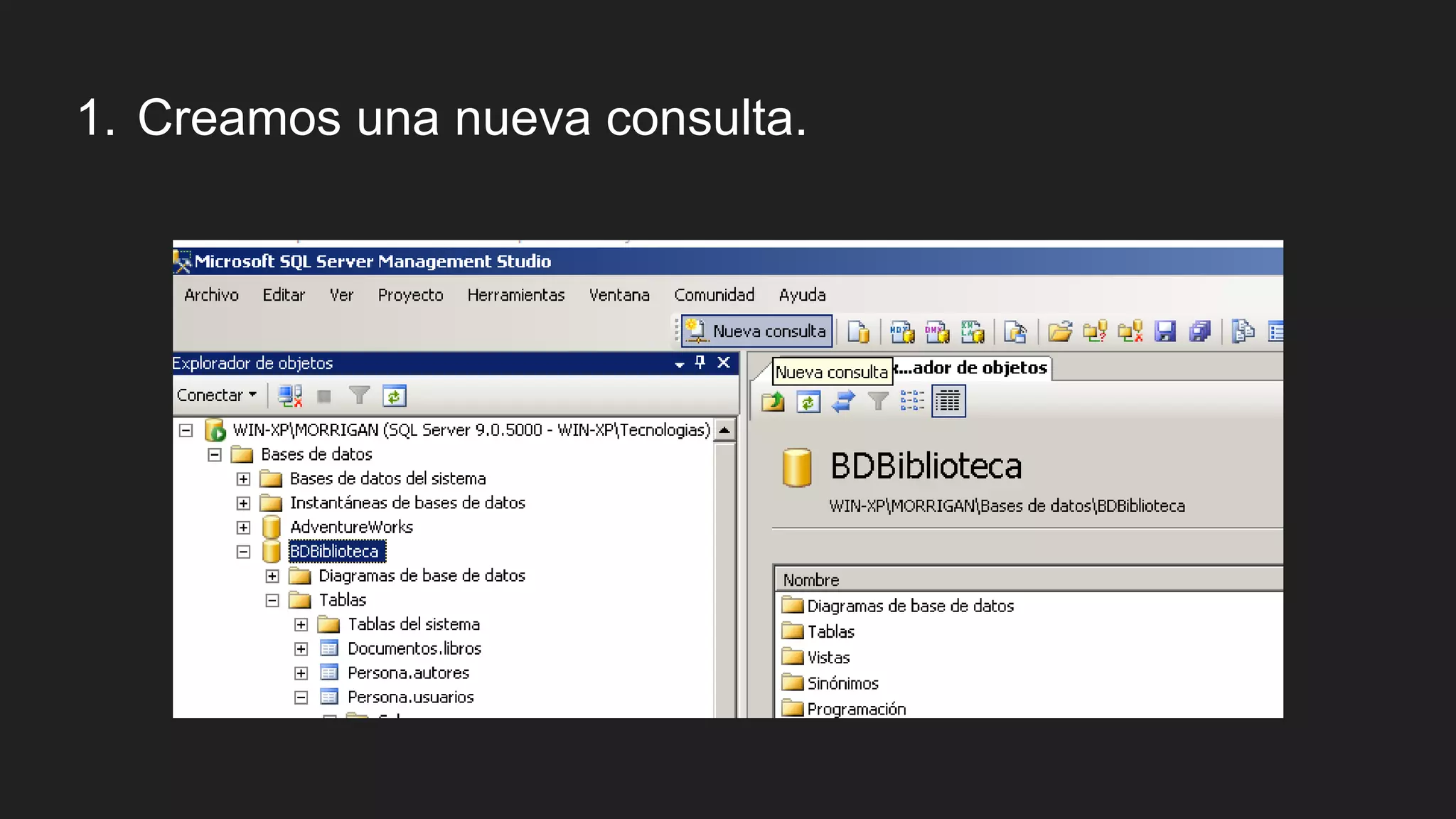 1. Creamos una nueva consulta.