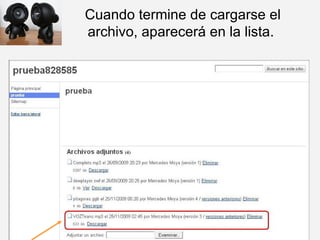 Cuando termine de cargarse el archivo, aparecerá en la lista.  