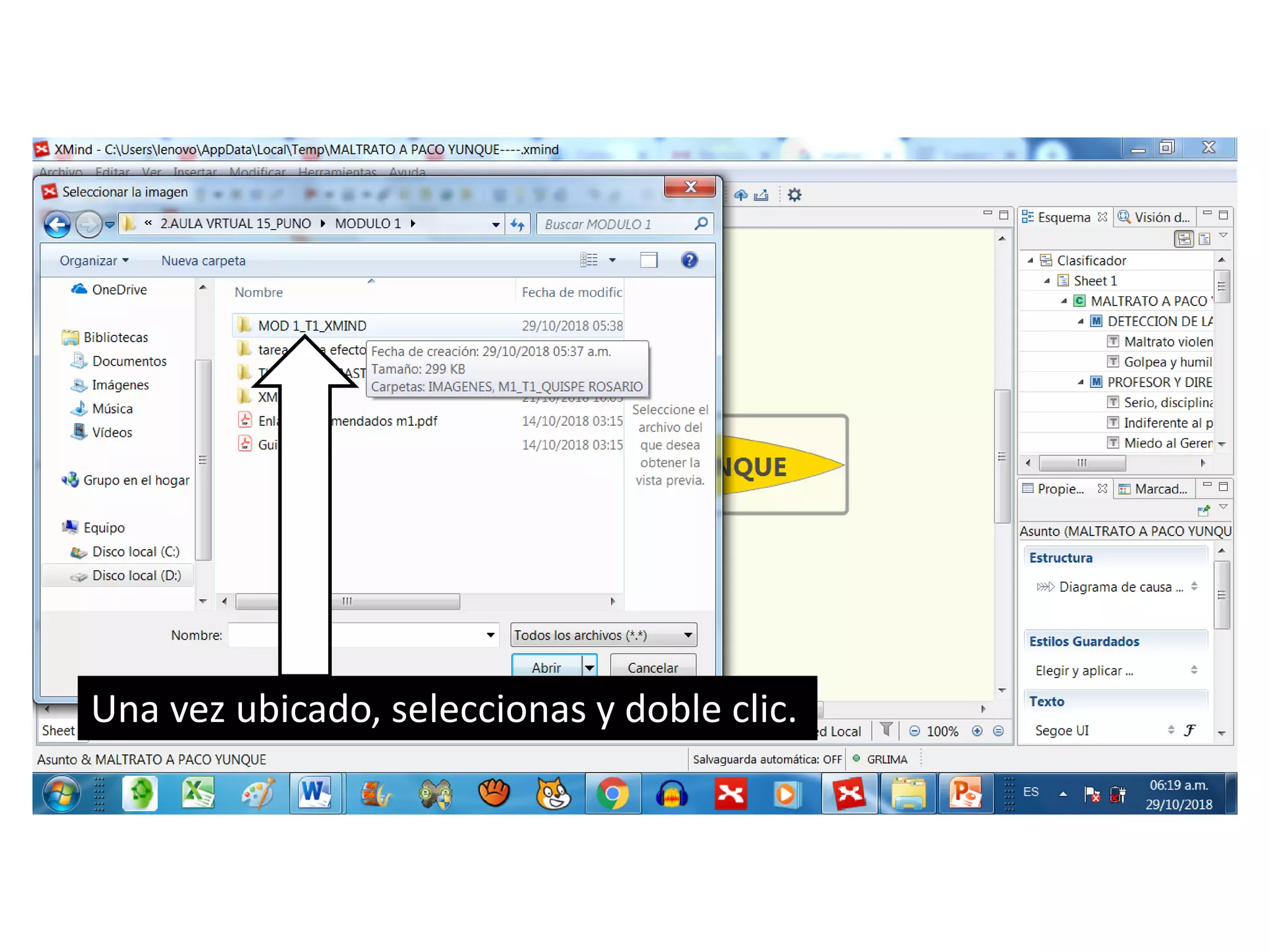 Una vez ubicado, seleccionas y doble clic.