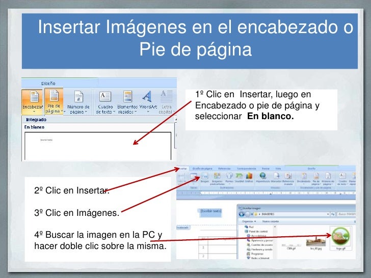 Insertar encabezado y pie de página en Word.