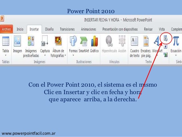 Como Insertar Fecha En Power Point