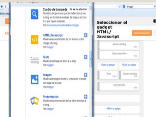 Seleccionar el gadget HTML/ Javascript  