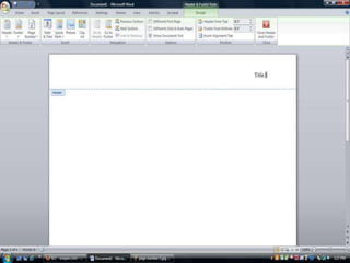 Inserting page numbers, word 2007