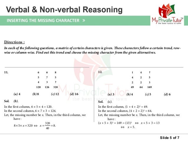 Questions on Verbal & Non Verbal Reasoning