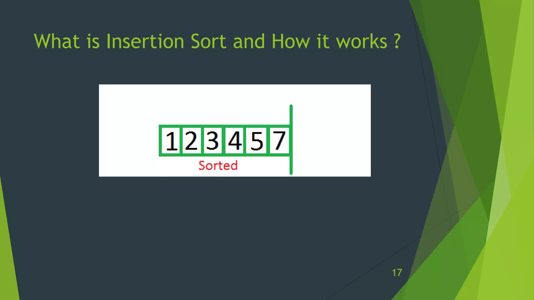 What is Insertion Sort and How it works ?
17
 