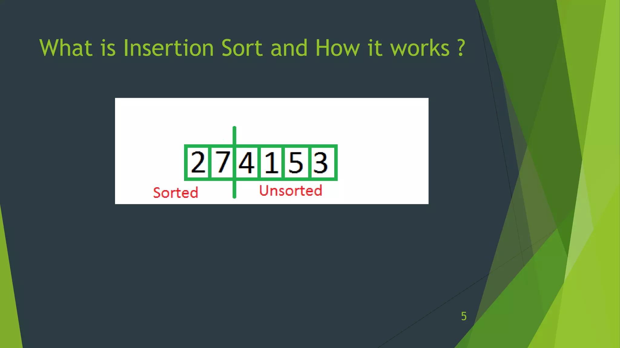What is Insertion Sort and How it works ?
5
 