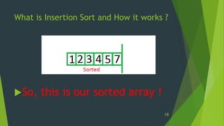 What is Insertion Sort and How it works ?
So, this is our sorted array !
18
 
