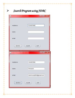  SearchProgram usingJDBC
 