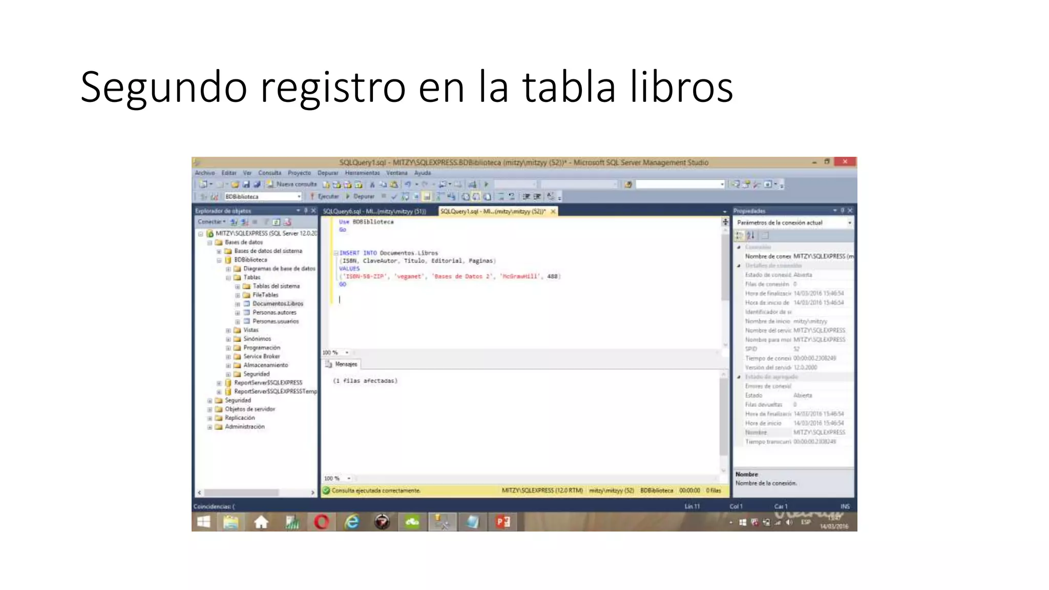 Segundo registro en la tabla libros
