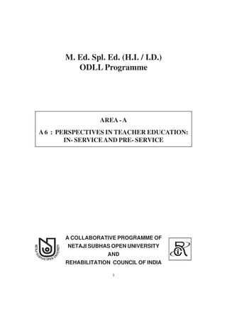 In service and pre service Teacher Training for Special Eduaction | PDF