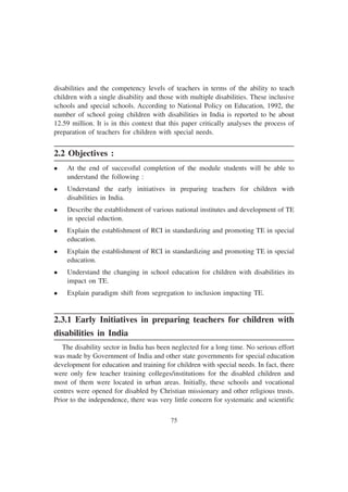 In service and pre service Teacher Training for Special Eduaction | PDF