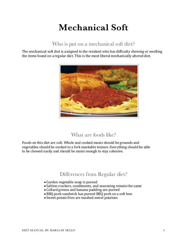 Mechanical Soft Diet Food Examples Mechanical Soft Diet Food Examples